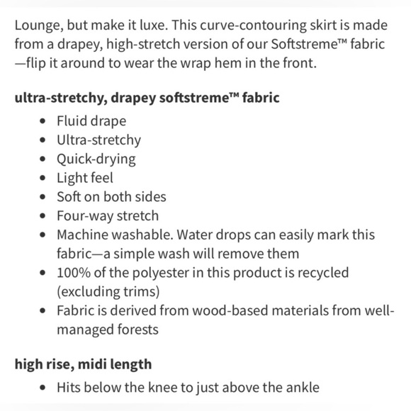 NWT Lululemon Drapey Softstreme Column Midi Skirt- Espresso/ Size XL - Picture 5 of 6